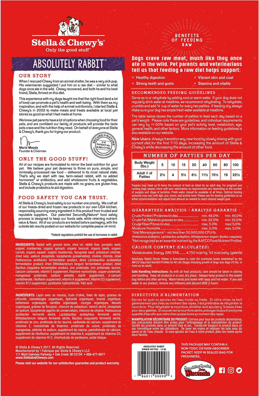 Stella & Chewy's - Absolutely Rabbit Dinner Patties Freeze-Dried Raw Dog Food - ARMOR THE POOCH