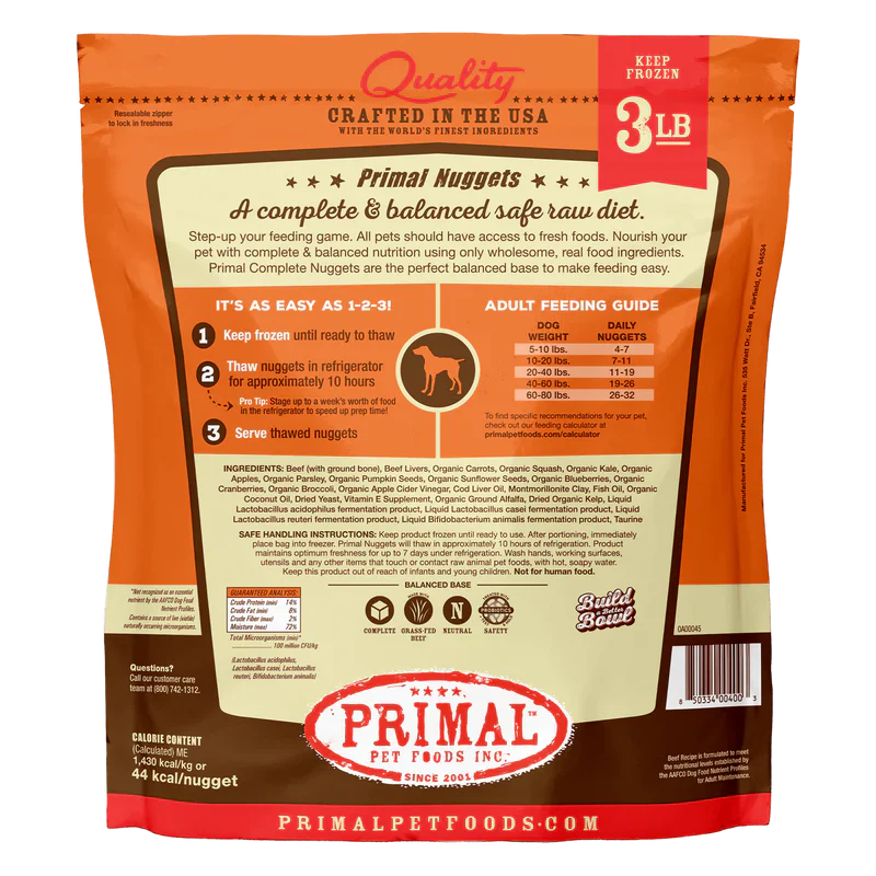 Primal - Nuggets - Raw Beef Nuggets (For Dogs) - Frozen Product