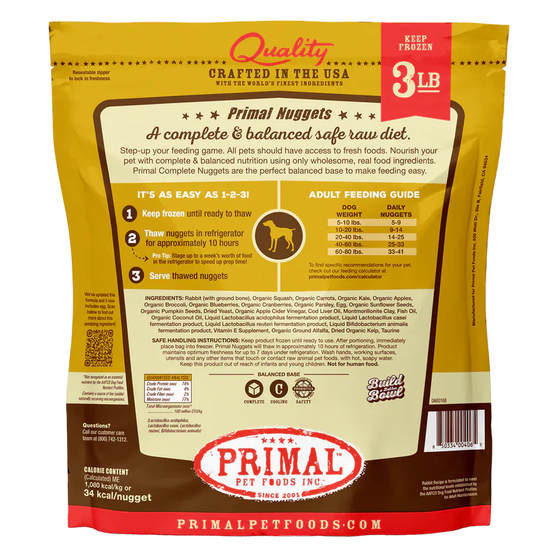 Primal - Nuggets - Raw Rabbit Nuggets (For Dogs) - Frozen Product