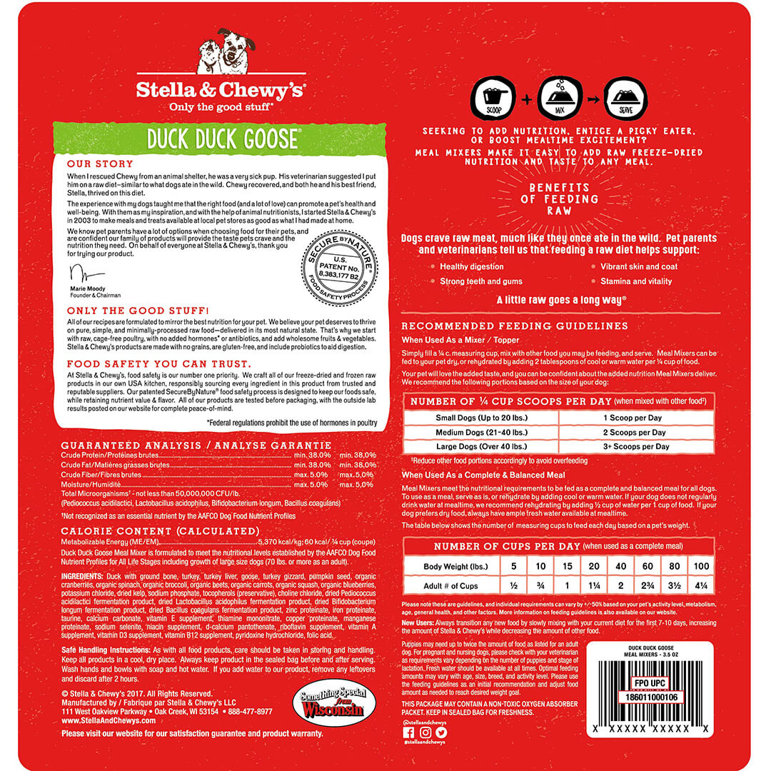 Stella & Chewy's - Duck Duck Goose Meal Mixers(Adult) - ARMOR THE POOCH