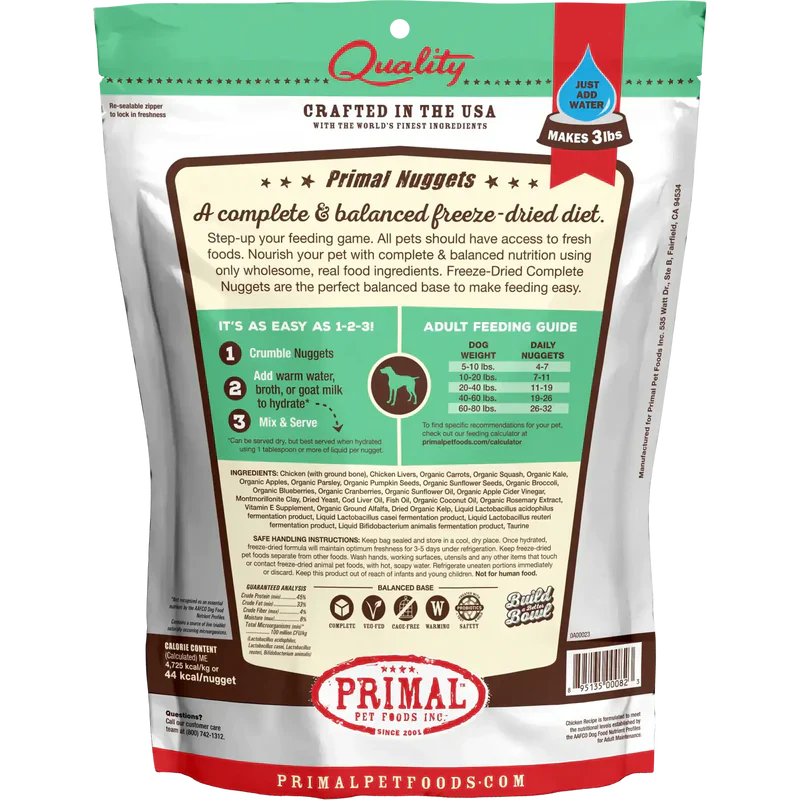 Primal - Nuggets - Freeze Dried Nuggets - Chicken Formula (Dog Food)