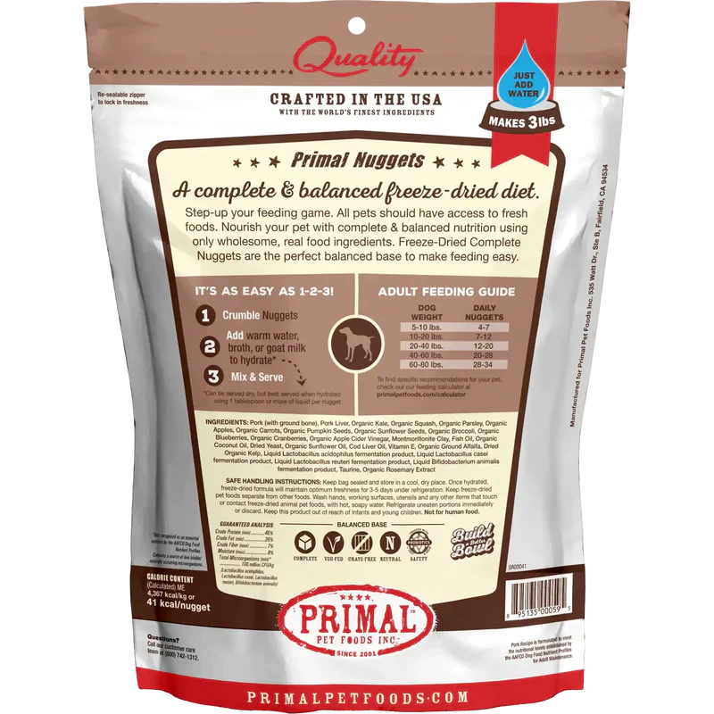Primal - Nuggets - Freeze Dried Nuggets - Pork Formula (Dog Food)