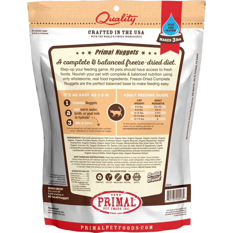 Primal - Nuggets - Freeze Dried Nuggets - Pork Formula (Cat Food)