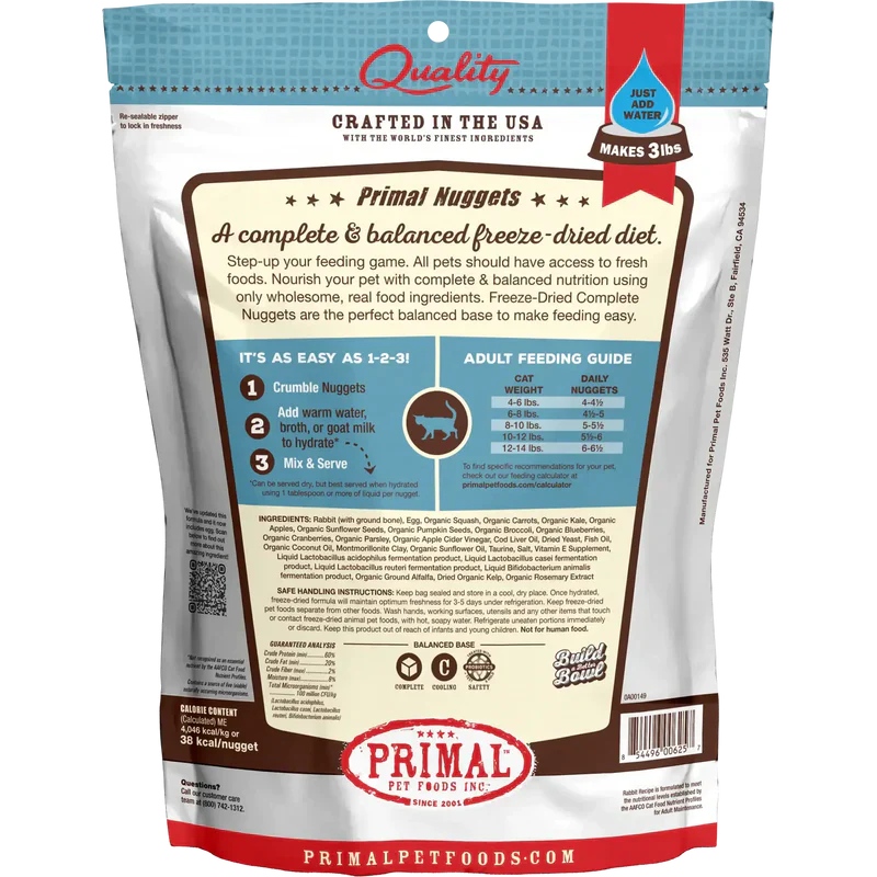 Primal - Nuggets - Freeze Dried Nuggets - Rabbit Formula (Cat Food)