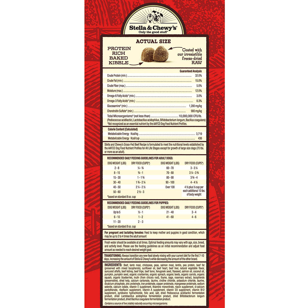 Stella & Chewy's - Grass-Fed Beef Raw Coated Kibble (Grain Free Dry Dog Food) - ARMOR THE POOCH