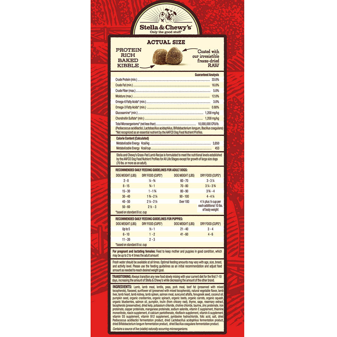 Stella & Chewy's - Grass-Fed Lamb Raw Coated Kibble (Grain Free Dry Dog Food) - ARMOR THE POOCH