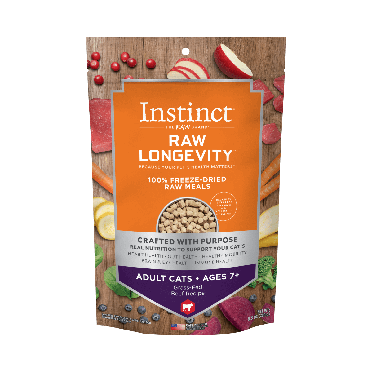 Instinct - Raw Longevity 100% Freeze-Dried Raw Meals Grass-Fed Beef Recipe (For Adults 7+)