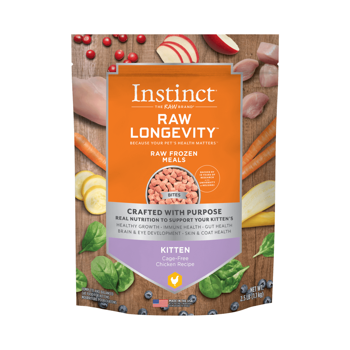 Instinct - Raw Longevity Frozen Bites Cage-Free Chicken Recipe (For Kittens)