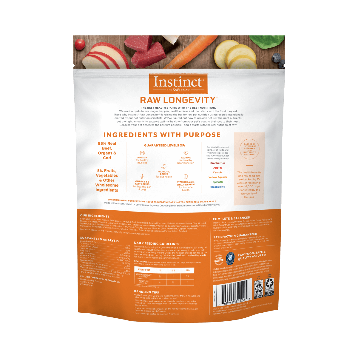 Instinct - Raw Longevity Frozen Bites Grass-Fed Beef & Wild-Caught Cod Recipe