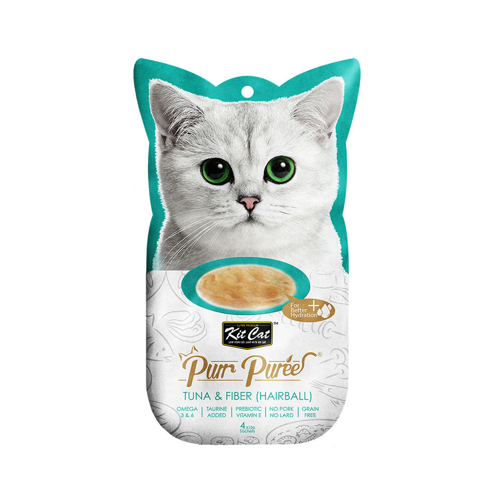 Kit Cat - Kit Cat Purr Puree - Tuna & Fiber Hariball Control (Cat Treat)