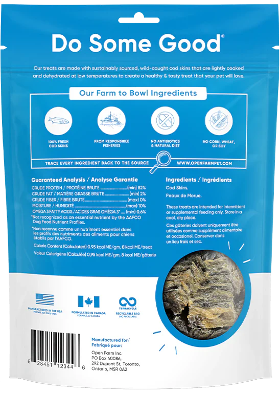 Open Farm | Dehydrated Cod Skins Dog Treat | Pet Food Stores Near Me Markham | ARMOR THE POOCH