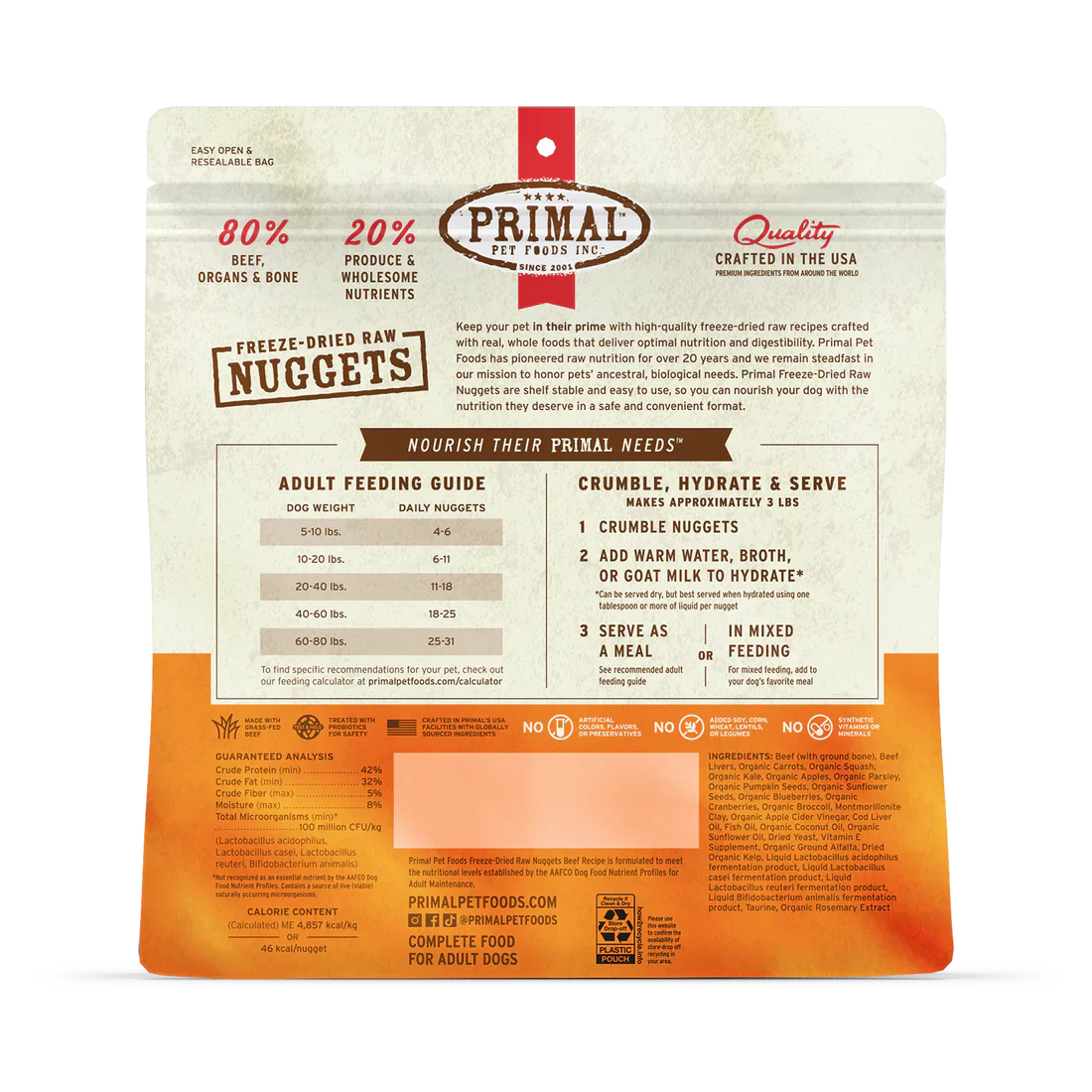 Primal - Nuggets - Freeze Dried Nuggets - Beef Formula (Dog Food)