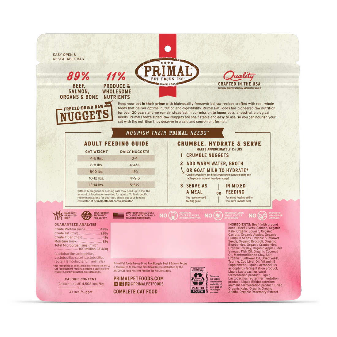 Primal - Nuggets - Freeze Dried Nuggets - Beef & Salmon Formula (Cat Food)