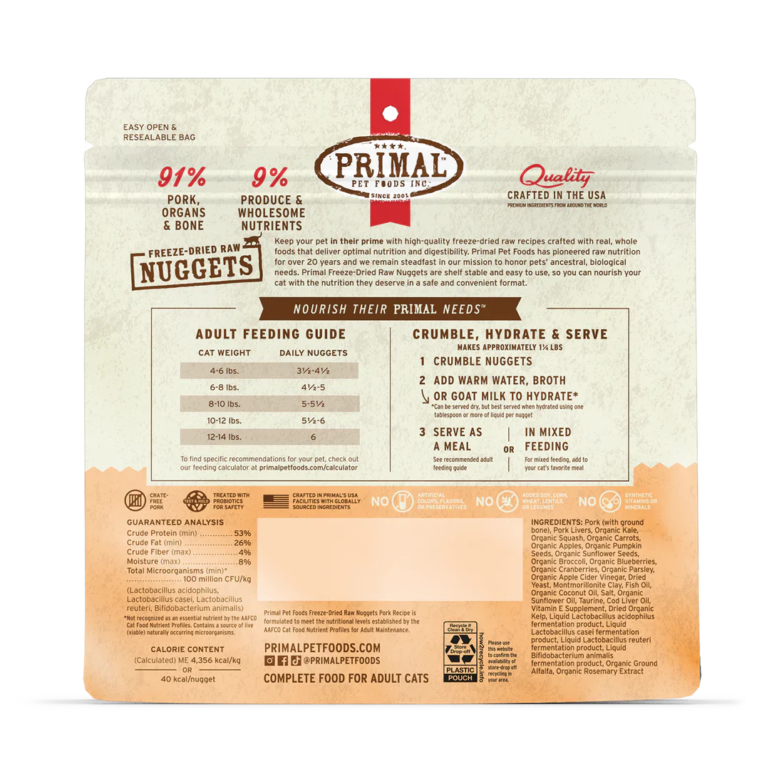 Primal - Nuggets - Freeze Dried Nuggets - Pork Formula (Cat Food)