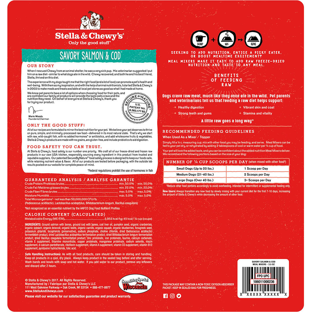 Stella & Chewy's - Savory Salmon & Cod Meal Mixers(Adult) - ARMOR THE POOCH