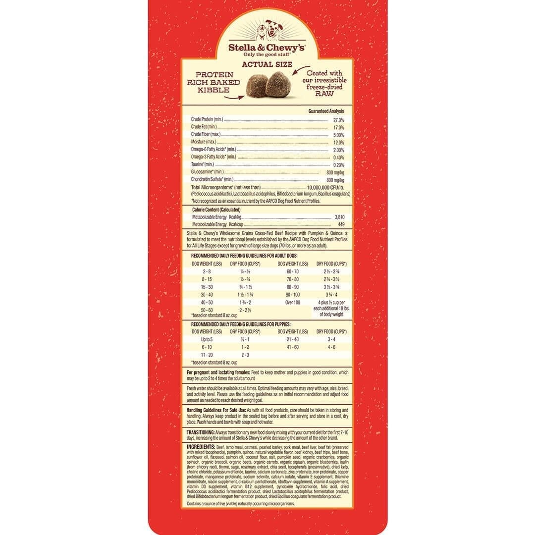 Stella & Chewy's - Beef Recipe with Pumpkin & Quinoa Raw Coated Kibble Wholesome Grains(Dry Dog Food)