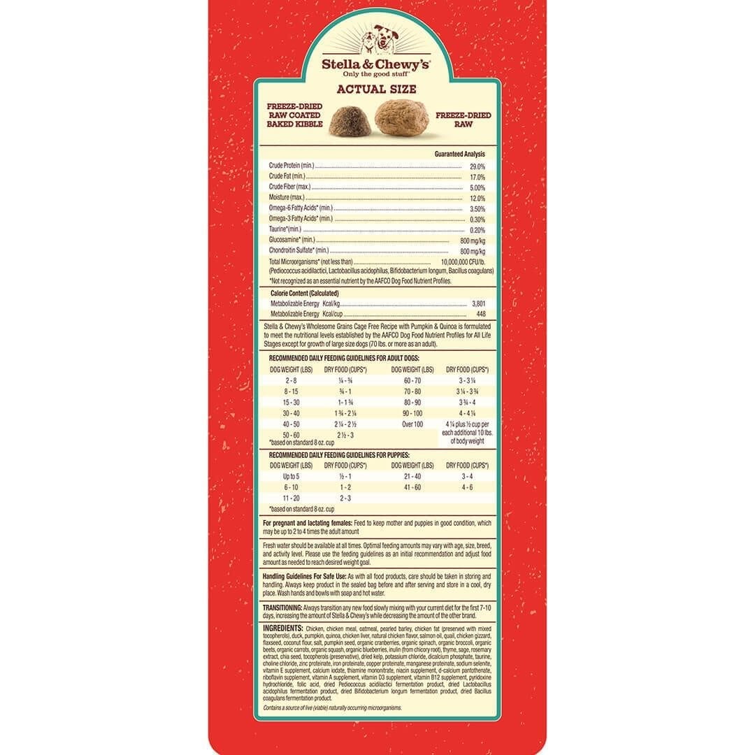 Stella & Chewy's - Cage-Free Recipe with Pumpkin & Quinoa Raw Blend Kibble Wholesome Grains (Dry Dog Food)