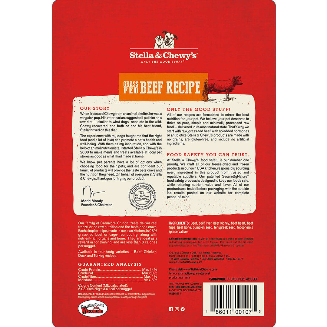 Stella & Chewy's -  Carnivore Crunch Grass-Fed Beef Recipe Freeze-Dried Raw (Dog Treats)