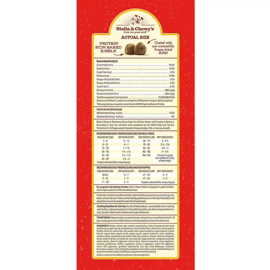 Stella & Chewy's - Chicken Recipe with Pumpkin & Quinoa Raw Coated Kibble Wholesome Grains(Dry Dog Food)