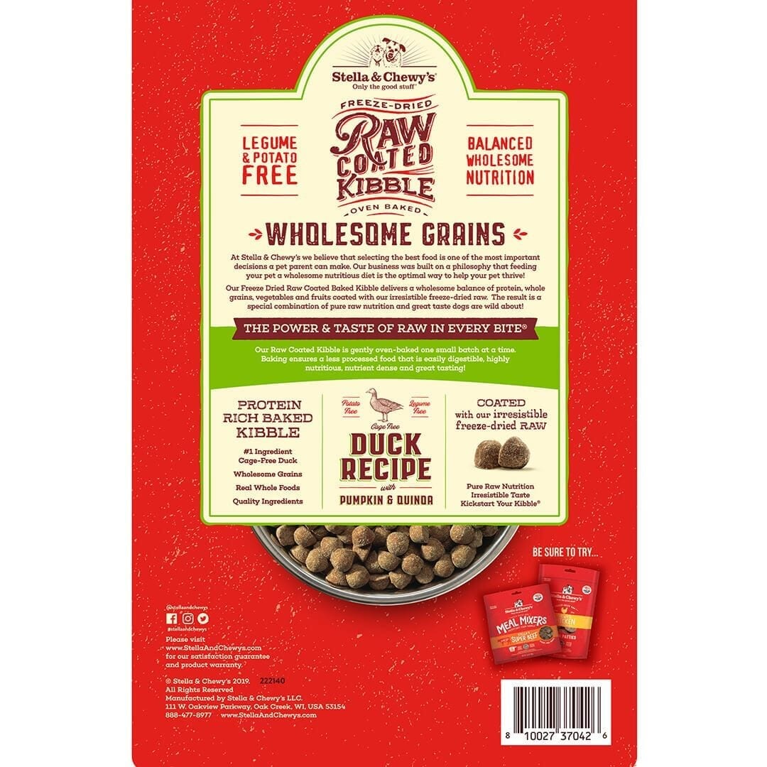 Stella & Chewy's - Duck Recipe with Pumpkin & Quinoa Raw Coated Kibble Wholesome Grains(Dry Dog Food)