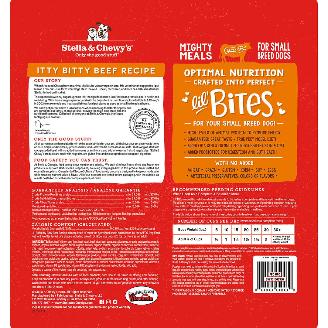 Stella & Chewy's -  Lil' Bites Itty Bitty Beef Recipe Small Breed Freeze-Dried Raw Dog Food