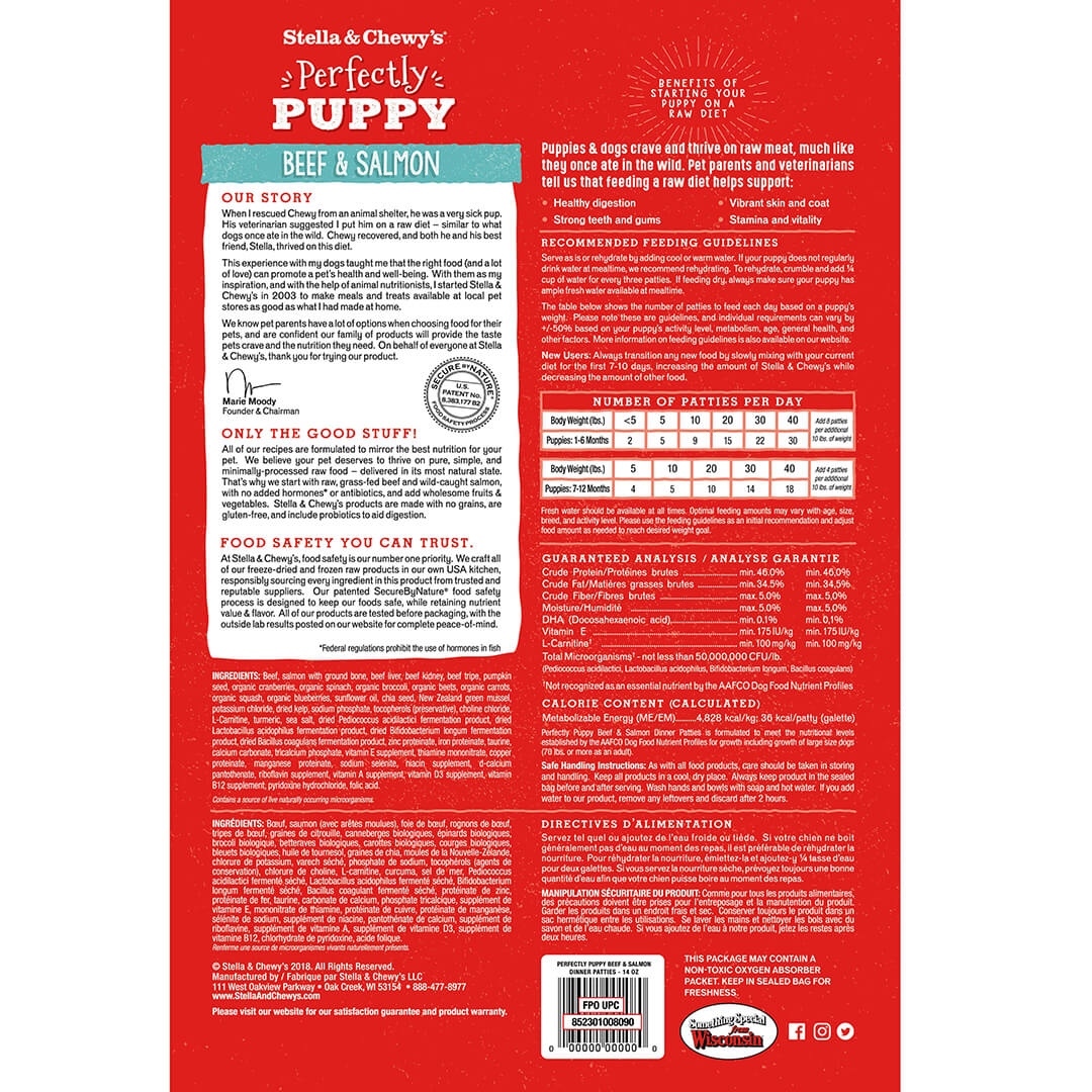 Stella & Chewy's - Perfectly Puppy Beef & Salmon Dinner Patties Freeze-Dried Raw Dog Food (Puppy)