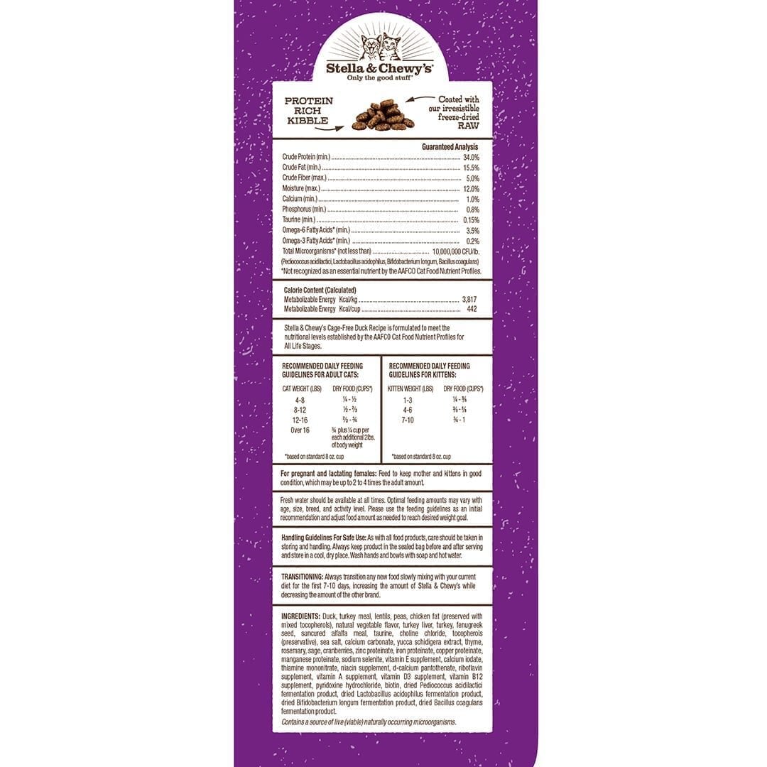 Stella & Chewy's - Raw Coated Kibble Cage-Free Duck Recipe (Dry Cat Food)