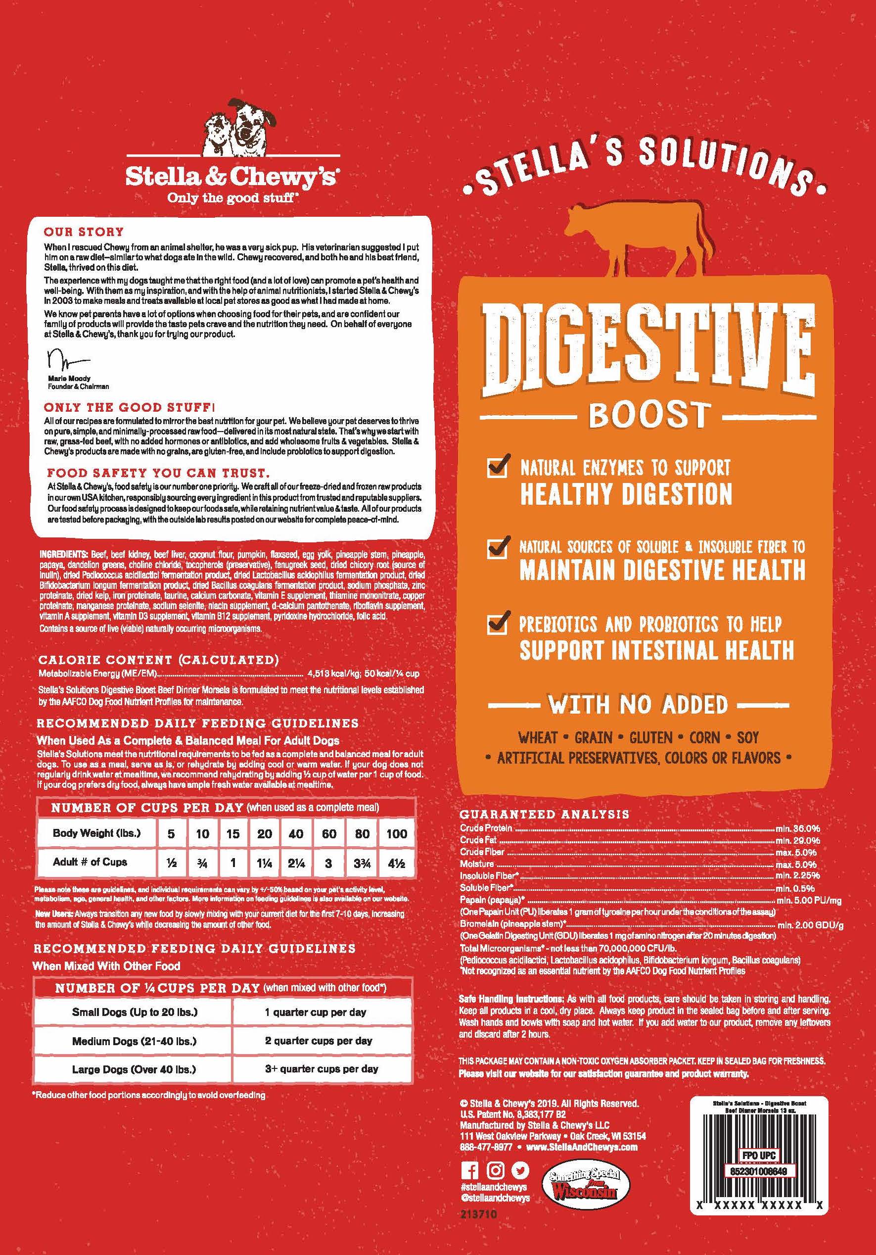Stella & Chewy's -  Stella's Solutions Digestive Boost Freeze-Dried Raw Grass-Fed Beef Dinner Morsels
