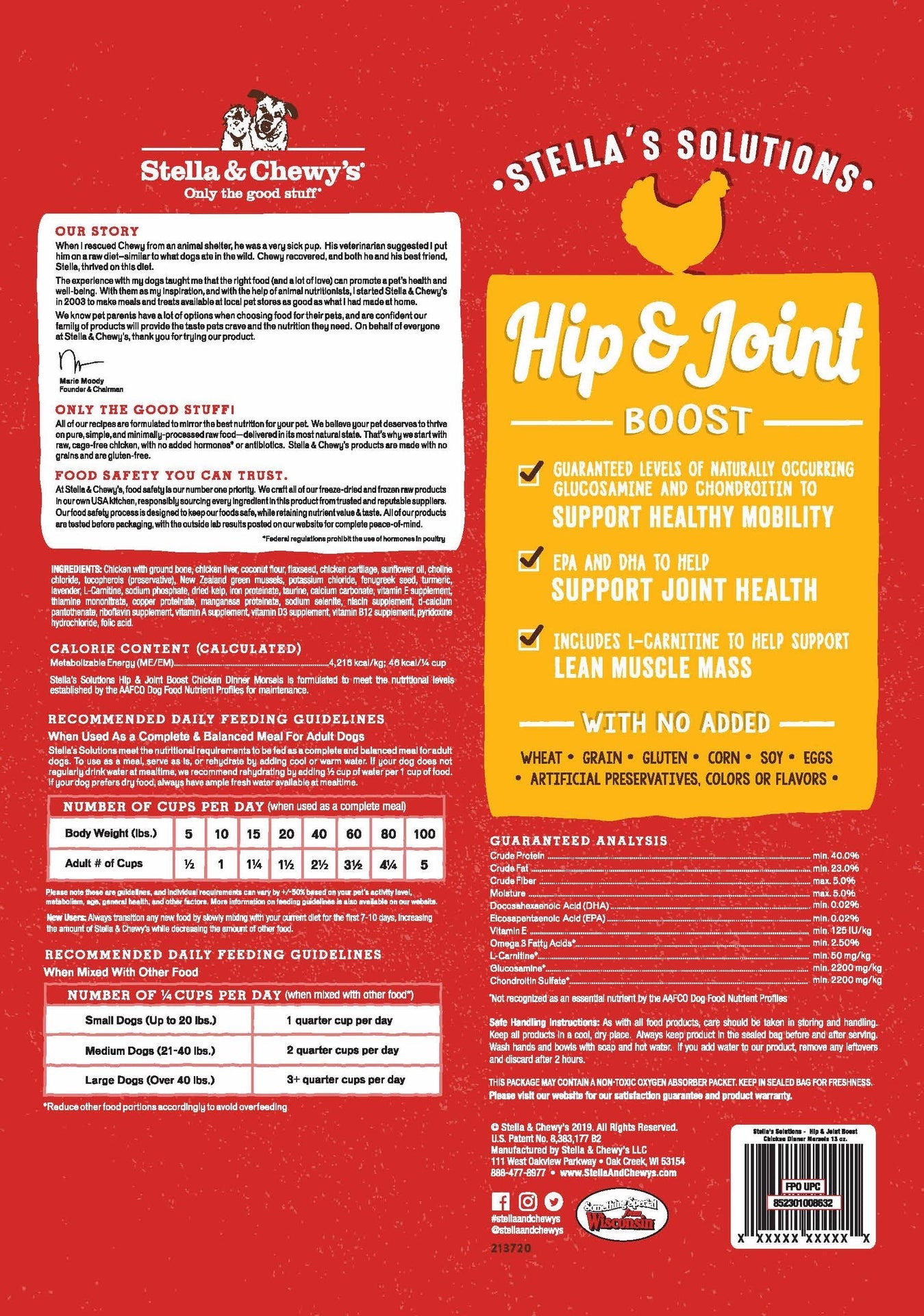 Stella & Chewy's -  Stella's Solutions Hip & Joint Boost Freeze-Dried Raw Cage-Free Chicken Dinner Morsels (Adult Dogs)