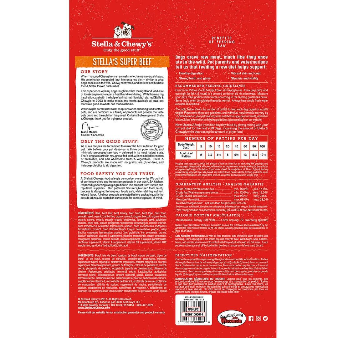 Stella & Chewy's - Stella's Super Beef Frozen Raw Dinner Patties (For Dogs) - Frozen Product