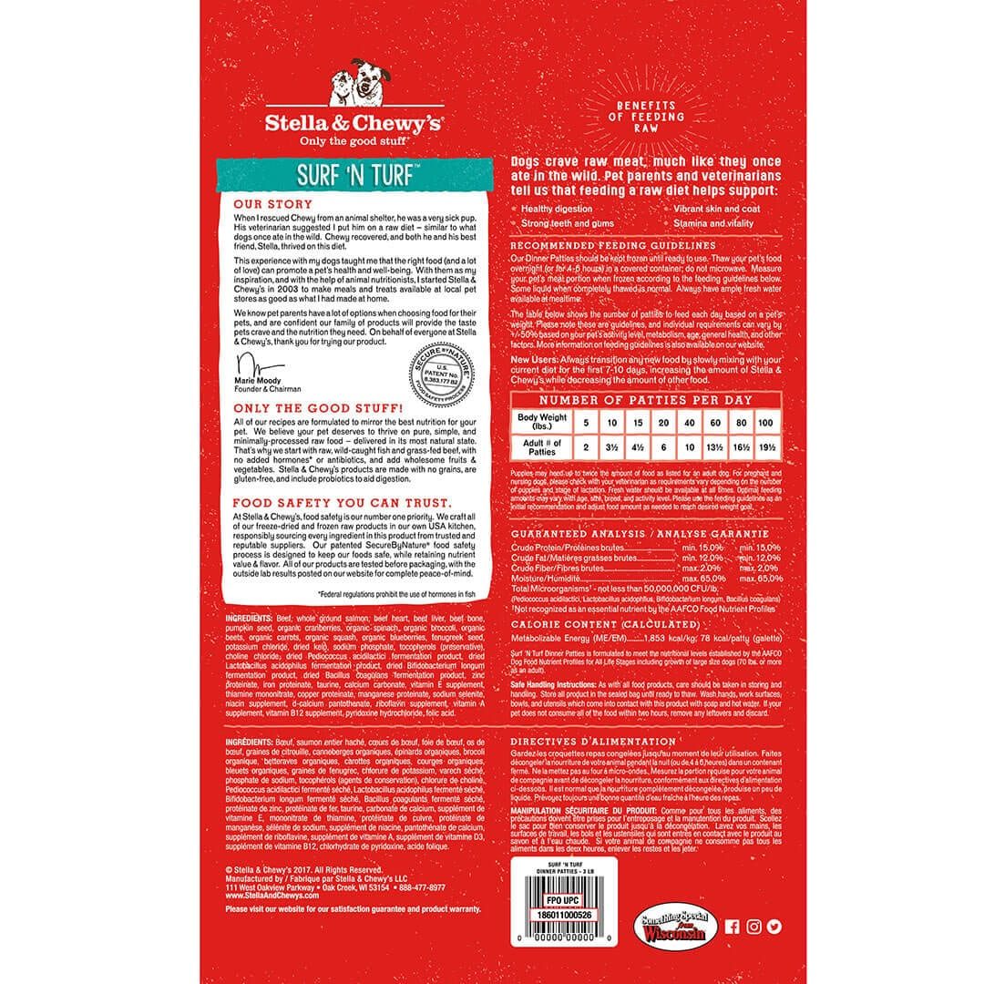 Stella & Chewy's - Surf 'N Turf Frozen Raw Dinner Patties (For Dogs) - Frozen Product | pet shop near me Toronto