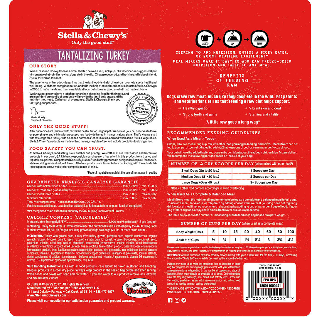 Stella & Chewy's - Tantalizing Turkey Meal Mixers (Adult) - ARMOR THE POOCH