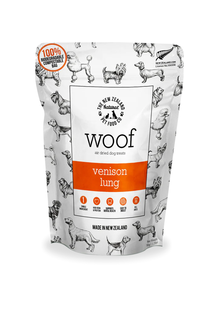 The NZ Natural Pet Food Co. | Woof | Air Dried Venison Lung | Dog Treats