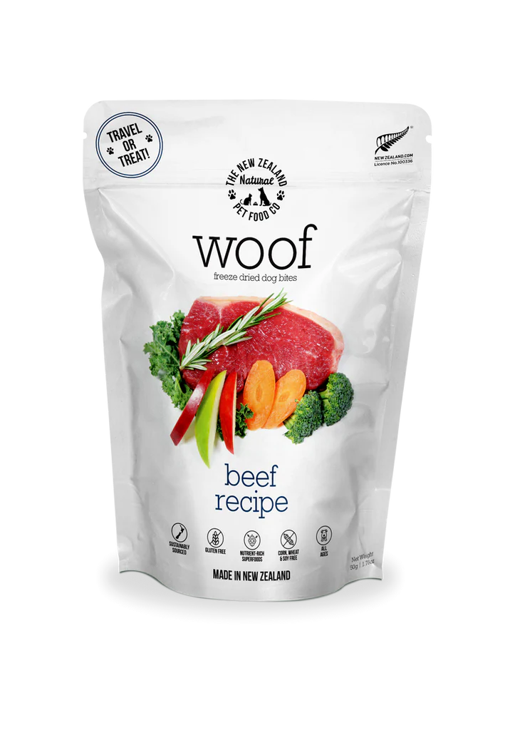 The NZ Natural Pet Food Co. | Woof | Freeze-Dried Beef Treats (For Dogs) | ARMOR THE POOCH