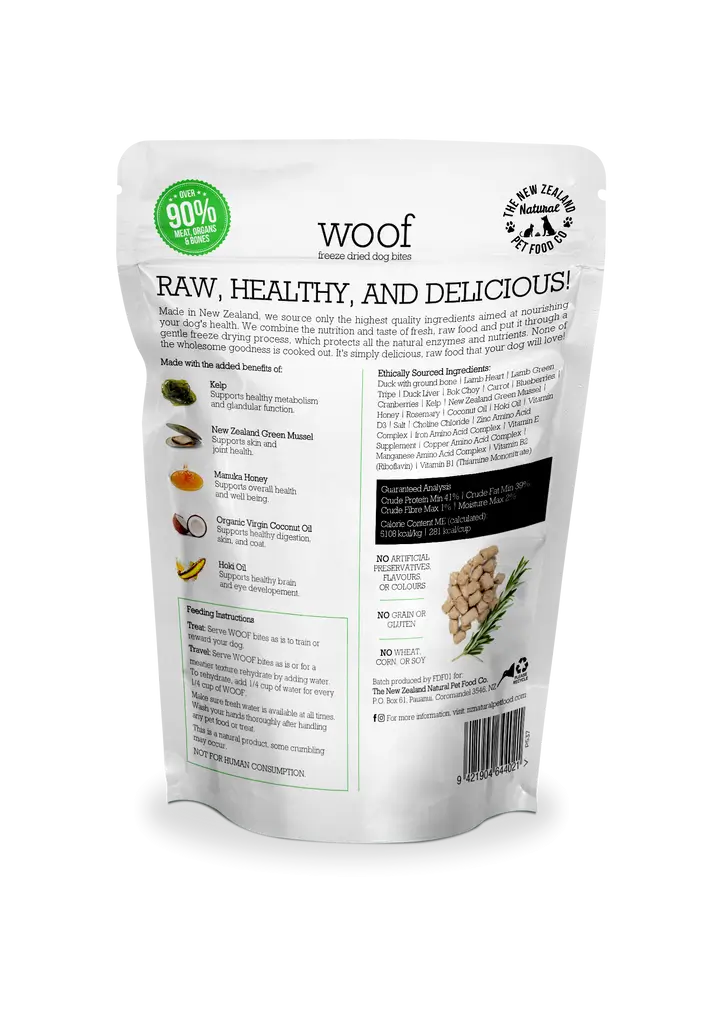 The NZ Natural Pet Food Co. | Woof | Freeze-Dried Duck | Dog Treat