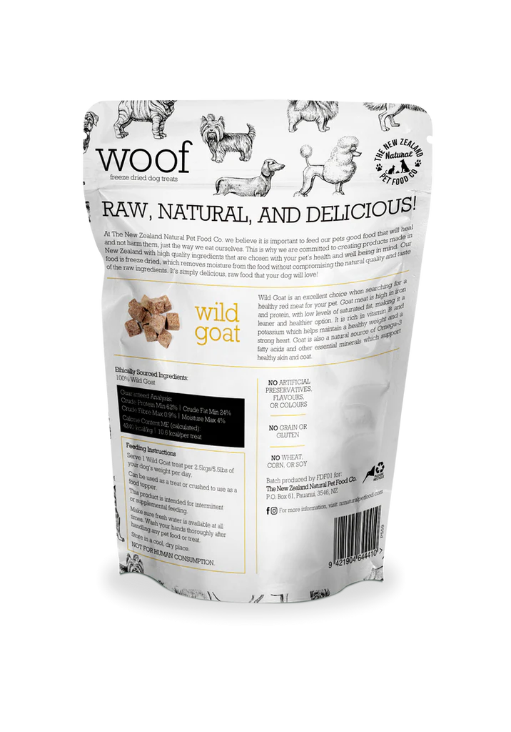 The NZ Natural Pet Food Co. | Woof | Freeze Dried Wild Goat | Dog Treats