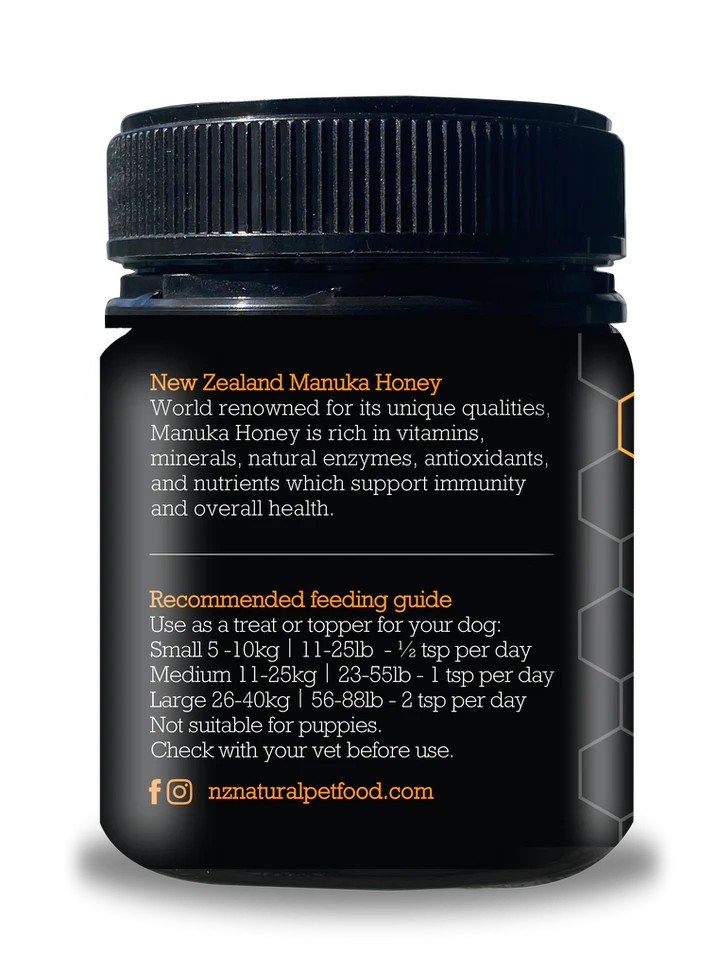 The NZ Natural Pet Food Co. | Woof | Manuka Honey | Dog Treat | Dog Topper