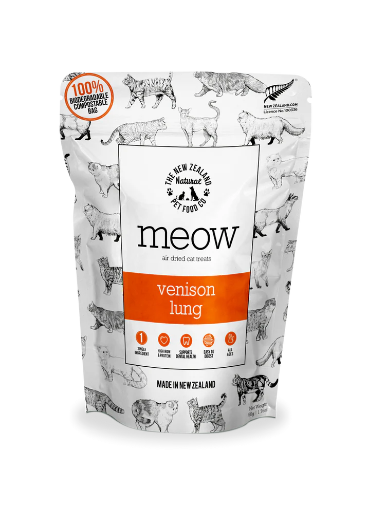 The NZ Natural Pet Food Co. | meow | Aired Dried Venison Lung | Cat Treat