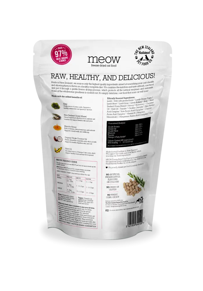 The NZ Natural Pet Food Co. | meow | Freeze Dried Lamb & Hoki Recipe (For Cats)| Pet Store Toronto