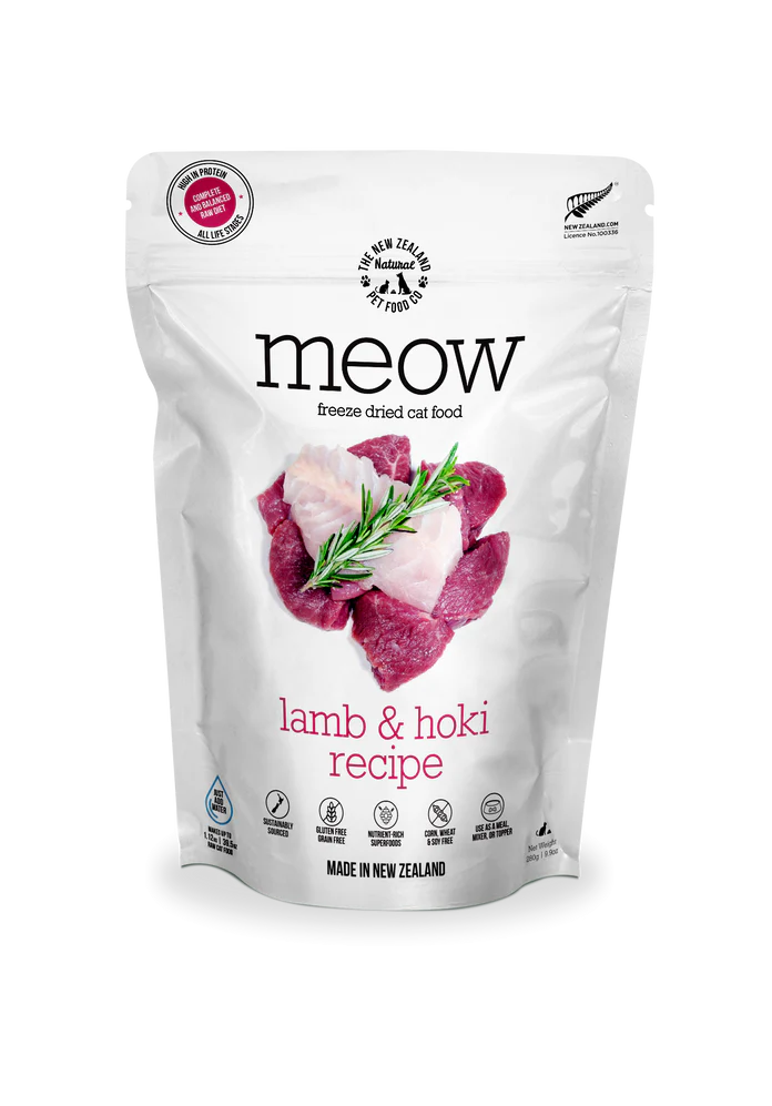 The NZ Natural Pet Food Co. | meow | Freeze Dried Lamb & Hoki Recipe (For Cats)| Pet Store Toronto