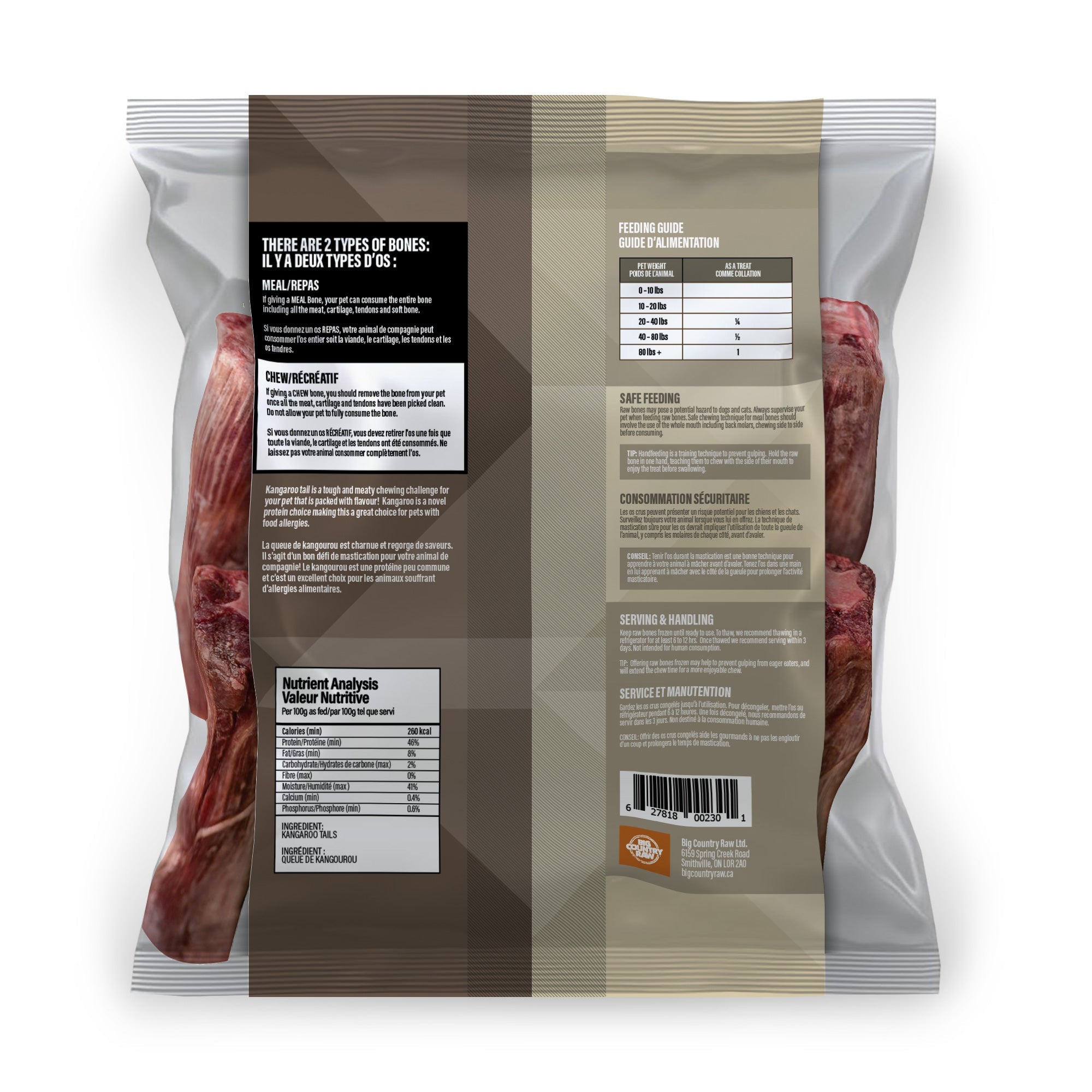 Big Country Raw - Kangaroo Tails (2lb) - Frozen Product