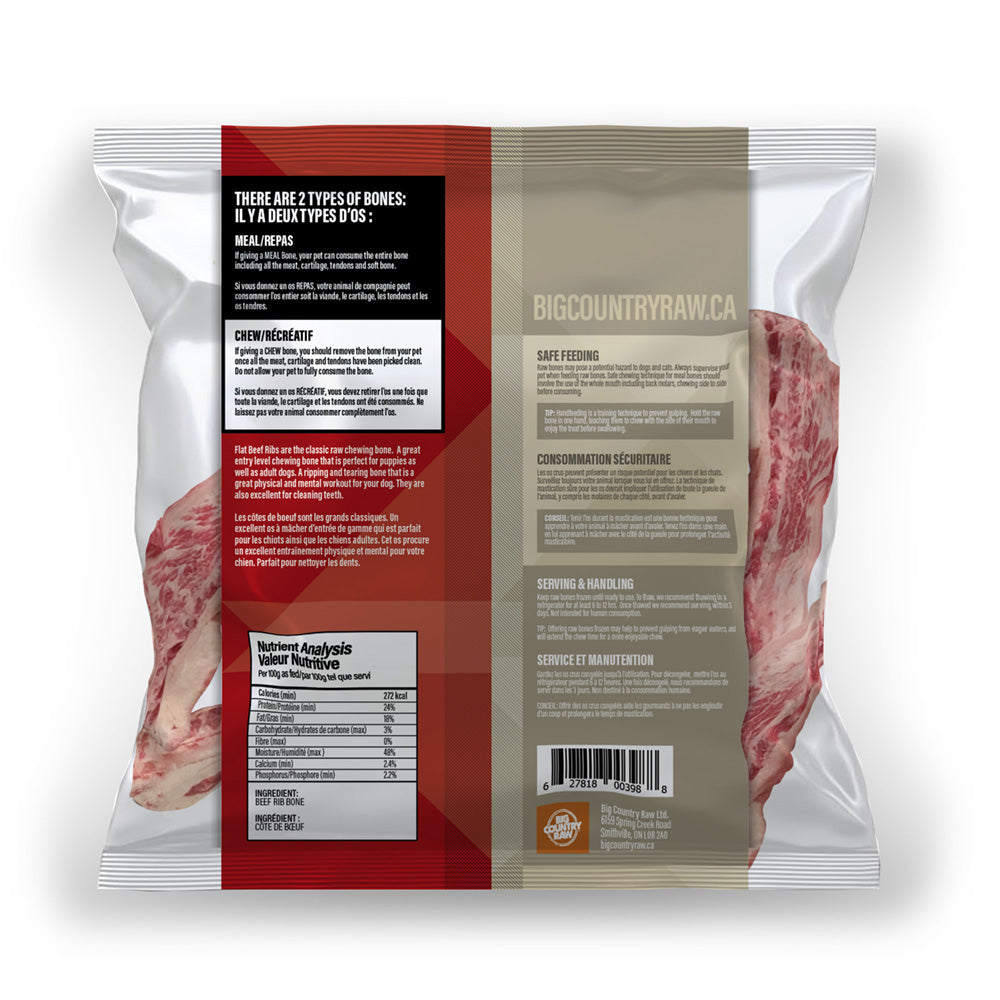 Big Country Raw - Flat Rib Bone Small (1lb bag) - Frozen Product