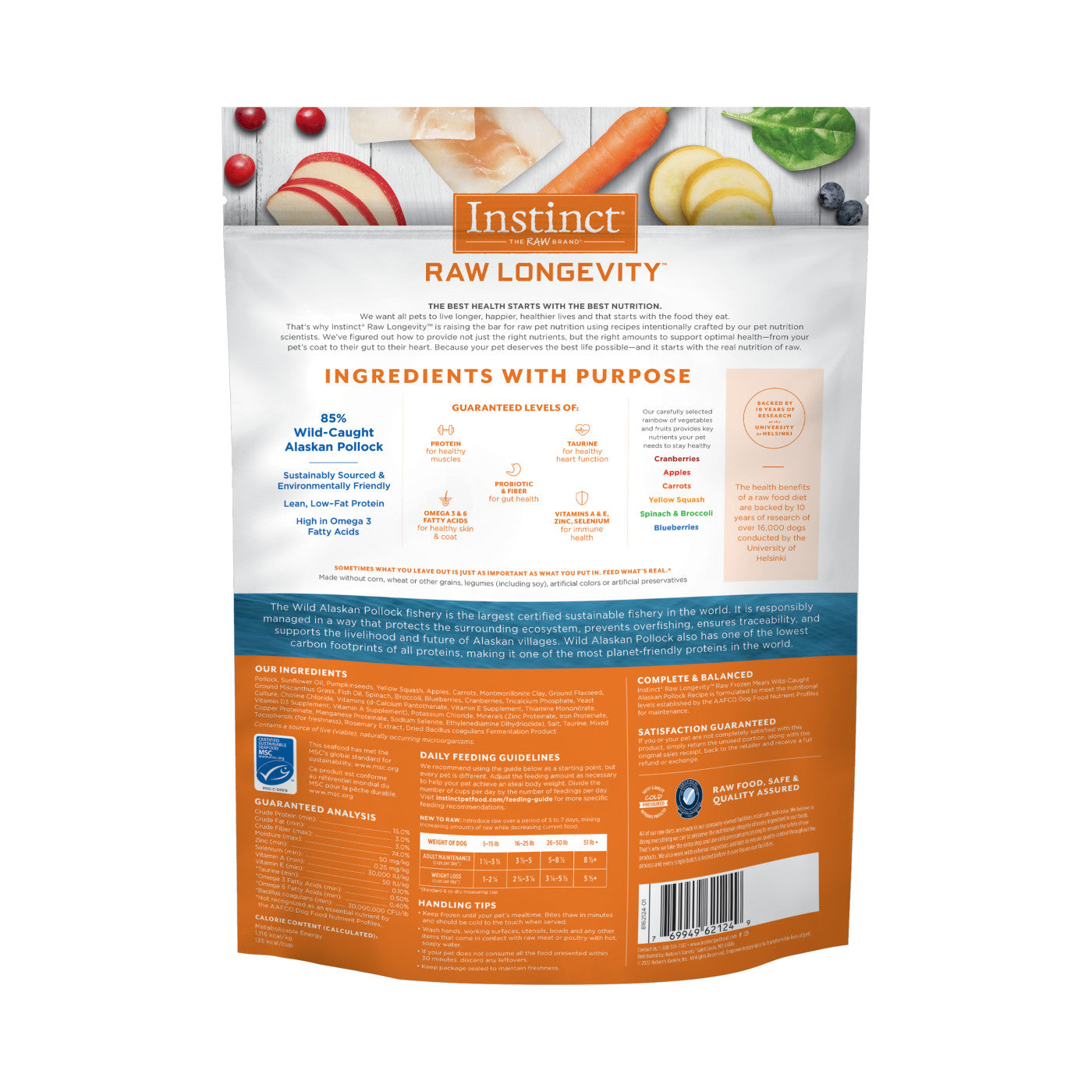 Instinct - Raw Longevity Frozen Bites - Wild-Caught Alaskan Pollock Recipe (For Dogs) - Frozen Product