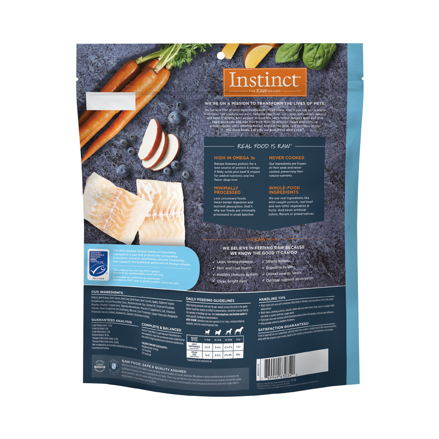 Instinct - Raw Frozen Bites - Wild-Caught Alaskan Pollock Recipe (For Dogs) - Frozen Product